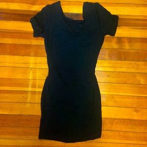 Twist open back- black fitted mini dress